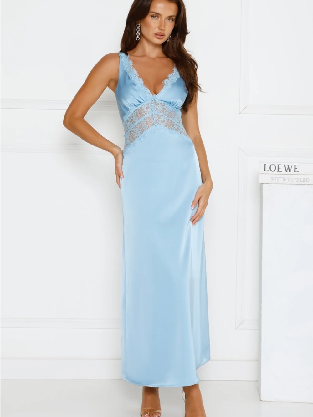 Hello Molly Light Blue Lace-Trim Maxi Dress - Picture 4 of 10